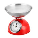 Báscula De Cocina Retro Klack Con Cuenco De Acero Inoxidable 1.8l, Capacidad 5kg, Mecánica De Alta Precisión Y Diseño Vintage Atemporal - Rojo