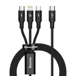 Cable Baseus Rapid 3-in-1 USB A a USB-C/Micro USB/Lightning 1,5 m Negro