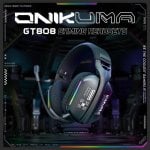 Auriculares ONIKUMA GT808 con cable y Bluetooth 5.3 para gaming, micrófono plegable y RGB, negros