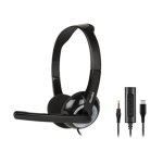 Auriculares Hamlet HHEADMUS-CJ con cable USB-C y jack, para oficina y call center, negros