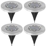 Luces Solares Empotrables de Suelo Autrucker 8 LED IP65 Paquete de 4 Blanco Cálido