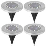 Luces Solares Empotrables de Suelo Autrucker 12 LED IP65 Paquete de 4 Blanco Cálido