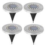 Luces Solares Empotrables de Suelo Autrucker 16 LED IP65 Paquete de 4 Blanco Cálido