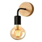 Lámpara Pared Retro Autrucker 6x6 cm Negra-Madera E27