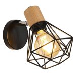 Wandlampe Industriell Vintage Autrucker Metall Holz E27 Schwarz