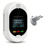 Detector de Humo y Gas Autrucker Alarma 4 en 1 Gas CO Temperatura Humedad LCD