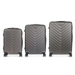Koffer Dam Set 3 Trolley ABS Leicht Robust Schuppen-Design Dunkelgrau