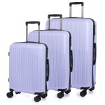 Dam Juego De 3 Maletas Trolley, En Material Ligero Pp Resistente A La Rotura. Cerradura Tsa Numérica, 4 Ruedas Dobles Giratorias 360°. 50x28x74,5 Cm. Color: Lila