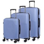 Dam Juego De 3 Maletas Trolley, En Material Ligero Pp Resistente A La Rotura. Cerradura Tsa Numérica, 4 Ruedas Dobles Giratorias 360°. 50x28x74,5 Cm. Color: Azul Claro