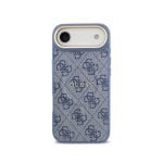 Funda für Handy Guess Polipiel Blau mit MagSafe Klassisches Logo für iPhone