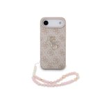 Funda para telemóvel Guess Polipiel Rosa com Logo 4G Clássico e Correia de Pérolas para iPhone