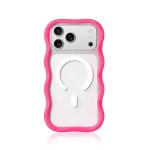 Youngkit Funda Para Iphone 17 Pro Max – Carcasa Magnética Dynamic Ii Transparente Rosa Hot Pink Wavy Silicone, Diseño Moderno Y Ajuste Preciso