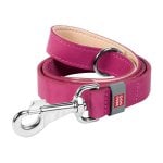 Cordelette pour chien WAUDOG cuir naturel rose 25 mm x 122 cm