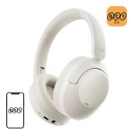 Auriculares QCY H4 inalámbricos Bluetooth con Cancelación Activa de Ruido, Micrófono y 70h de autonomía, blancos