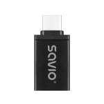Adaptador USB-A 3.1 a USB-C 3.1 Savio AK-80 Preto