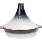 Tajine Cosy & Trendy Nora Gres Esmaltado 31,7 cm Azul Branco Tampa Cónica