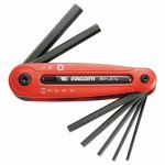 Juego De 7 Llaves Allen Métricas Plegables Facom Sc.86h.je7a Con Montura Tipo Canif, 2.5–10 Mm, Acabado Fosfatado Y Tope 90°
