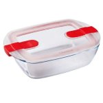 Pyrex Cook & Heat Bandeja Rectangular De Vidrio Borosilicato 23 X 15 Cm (1,1 L) Con Tapa Hermética, 2 Válvulas De Vapor Y Apta Para Horno, Microondas, Congelador Y Lavavajillas