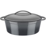 Gsw Grey Shadow Cocotte Oval De Hierro Fundido 33x25 Cm, 7l, Interior Esmaltado, Tapa Con Picots, Apta Para Inducción Y Horno 240°c