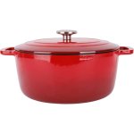 Cosy & Trendy Fontestic Cocotte 28 Cm De Hierro Fundido Esmaltado Rojo 6,15-6,9 L, Interior Blanco Liso. Tapa De Hierro Con “gotas” Y Pomo Metálico. Apta Para Todo Tipo De Fuegos E Inducción
