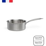 Livoo Brigade Cacerola Triply De Acero Inoxidable 18 Cm Mep160, 3 Capas 304/aluminio/403, Escala Interior, Mango Remachado Resistente Al Calor, Apta Inducción Y Horno