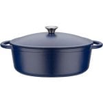 Gsw Blue Magic Cocotte Ovalada De Acero Fundido 33x26 Cm, 7 L, Esmalte Interior Blanco, Tapa Auto-basteante, Apta Para Inducción Y Horno Hasta 240 °c