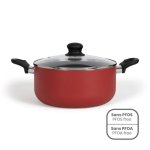 Livoo Mep150r Cazoleta/stockpot 24 Cm De Aluminio Con Revestimiento Antiadherente Libre De Pfoa Y Pfos Y Tapa De Vidrio Compatible Inducción