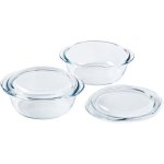Cocotte Pyrex Redonda Vidro Conjunto 2x1L Resistente Calor com Tampa