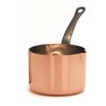 Baumalu Saucière De Cobre Macizo 11 Cm Con Interior Estañado Y Asa De Hierro Fundido Remachada, Dos Picos Vertedores, Base Plana, Apta Para Gas