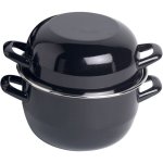 Cosy & Trendy Olla Para Mejillones De Acero Inoxidable 18 Cm, 2,8 L, Esmalte Brillo Negro, Apta Inducción, Asas Laterales, Interior Antiadherente Y Apta Lavavajillas