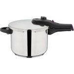 Olla A Presión Gsw Rapid 6 L, 22 Cm, Acero Inoxidable 18/10, Compatible Con Inducción, Base Thermoboden, Cierre Clipso, Incluye Cesta Vapor Y Soporte