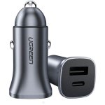 Ugreen Cd130 Cargador Coche 30w Usb-c + Usb-a Con Pps Y Pd 3.0, Qc 3.0, Aluminio, 12-24 V, Carga Doble, Protección Contra Sobrecalentamiento