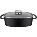 Gsw Gourmet Granit Cocotte Inducción 6 L Negro, Aluminio Fundido Con Antiadherente Multicapa Vitaflon Quarzit Sin Pfas Y Tapa Aroma Con Rejilla, Apta Para Horno Hasta 240 °c