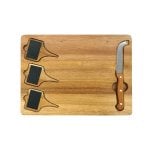 Fackelmann Tabla De Madera Para Quesos Y Charcutería Con 3 Pizarra Y Cuchillo De 20 Cm, 32,5 X 23,5 X 1,8 Cm