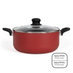 Caçarola Livoo MEP151R 28 cm Alumínio Tampa Vidro Indução Soft-touch
