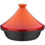 Gsw Tajine De Hierro Fundido 30x22 Cm Con Tapa Cerámica Naranja, 2 L, Apta Para Inducción Y Horno Hasta 240 °c