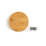 Livoo Dom466 Báscula De Cocina Eco Con Plataforma De Bambú, Sistema Dinamós Sin Pilas, 5 Kg Y Precisión 1 G, Pantalla Lcd Abatible, Tara Y 4 Unidades