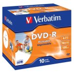 DVD-R Verbatim 4,7 GB 16x Imprimible Caja de Cartón 10 Unidades