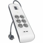 Regleta Belkin 6 Tomas 2 USB-A Protección 650 J Cable 2 m