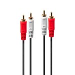 Audio-Kabel Lindy 35663 2x RCA Stecker zu 2x RCA Stecker 5 m Schwarz Rot Weiß