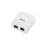 Caixa de superfície RJ45 Phasak UTP Cat.6 dupla entrada inferior branca