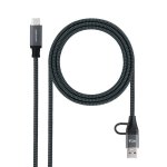 Kabel USB 3.2 Gen2x2 Nanocable 20 Gbps 100W USB-C an USB-C 1,5 m Grau/Schwarz