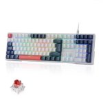 Teclado Genérica mecánico con cable interruptores rojos RGB y teclas tricolor