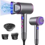 Sèche-cheveux Professionnel Ionique Dam Electronics 2400W 3 Températures 3 Vitesses Gris