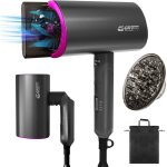 Sèche-cheveux Ionique Pliable de Voyage Dam Electronics 2200W 2 Températures 2 Vitesses Diffuseur Gris