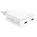 Ladegerät Celly SLIMTC2C65WWH 65W 2 USB-C Ports Schnellladen