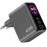 Ladegerät Celly TCSCREEN2C1A45W 45W 2 USB-C Ports GaN Schwarz