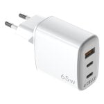 Wandladegerät Celly UPTC 65W 2 USB-C-Ports und 1 USB-A GaN Weiß