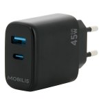 Auto-Ladegerät Universal Mobilis 45W USB-A und USB-C Schwarz