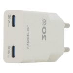 Caricatore USB-C 2 Porte 30W GaN Rapido Mobilis 020026 Bianco